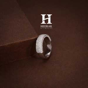 Luxury 18K White Gold Pave <b>Diamond</b> <b>Ring</b> Lab Grown CVD <b>Diamond</b> Multi-Row Wedding Band Full Eternity Style Engagement <b>Ring</b> - Product Image 2