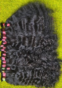 Najir Hair Hub Extensions de cheveux humains vierges indiens Remy, double trame machine, ondulation naturelle, boucles crépues, ondulation profonde, noir, 100g, Logo - Product Image 4