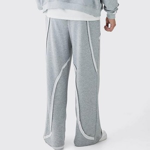 Pantalon de survêtement gris pour homme, coupe large, taille élastique, en coton, décontracté, pour l'automne, avec logo imprimé sur la jambe droite - Product Image 4