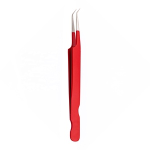 Vente belle pince à épiler d'extension de cils couleur rouge chaude 45 degrés pointe d'isolation incurvée pince à épiler - Product Image 6