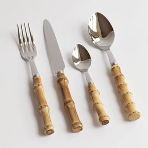 Ensemble de couverts en métal couleur or avec manches en bois, prise en main facile, sans danger pour les aliments, décoration de table, vaisselle de luxe, vente chaude - Product Image 2
