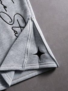 Conjunto de sudadera con capucha y pantalones deportivos estilo urbano para hombre, 2 piezas - Cintura doble - Cintura con cordón, dobladillo con cremallera, cintura doble - Product Image 3