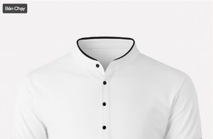 เสื้อยืดคอจีนผู้ชาย สีขาว แต่งขอบสีดำ พิมพ์ลายตามสั่ง - Product Image 1