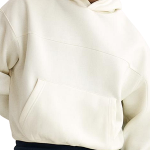 Sudadera con Capucha Extra Grande para Hombre, Color Crema, Material de Felpa, Bolsillo Delantero, Largo Regular, Ropa Casual de Otoño - Product Image 2