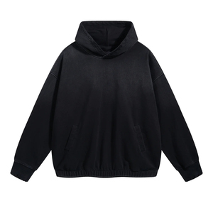 Sudadera con capucha oversize para hombre con bordado, para parejas, con bolsillo, estilo urbano de invierno, forro polar de 280 g/m², lavado ácido, efecto desgastado por el sol, con cremallera, ecológica y transpirable - Product Image 2