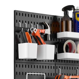 Kit di Organizzazione a Parete con 4 Pannelli in Plastica 11" X 11" Design Minimalista Accessori per Garage e Attrezzi - Product Image 3
