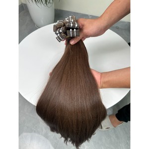 <b>Medium</b> <b>Brown</b> Bone Straight Tape In Hair Extensions Double Drawn Vietnamese Virgin Human Hair Wholesale - Product Image 2