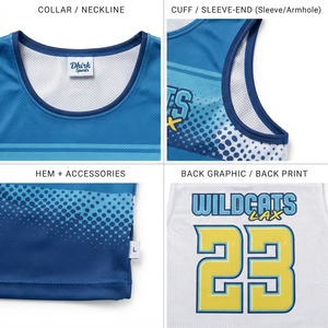 Camiseta Deportiva Personalizada Reversible de Lacrosse, Malla de Poliéster Sublimada, Absorbe la Humedad, Cuello Redondo, Estilo WILDCATS LAX - Product Image 4