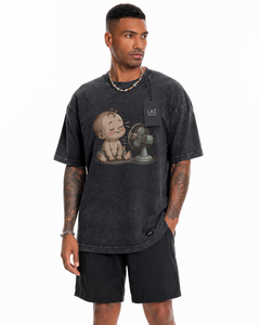 Camiseta LAZ INDUSTRY para Hombre, Color Gris Oscuro, Estampado de Bebé de Dibujos Animados, Cuello Redondo, Estilo Casual de Verano, 100% Algodón Tejido - Product Image 1