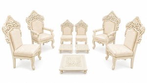 Maharaja Boda Mandap Ceremonia Sillas Blanco Dorado Lujoso Novia Novio Sillas Diseñador Royal Look Queen King Throne Silla Reino Unido - Product Image 3
