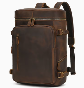 HAWK SPORTS INDUSTRIES Sac à dos de voyage unisexe en cuir véritable grande capacité 30-40L avec fermeture éclair, durable, style vintage, solide - Product Image 1