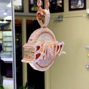 Colgante de Moissanita Personalizable con Nombre en Disco, Estilo Hip Hop, Chapado en Oro Rosa con Plata 925, Joyería Fina, Colgantes y Dijes - Product Image 2