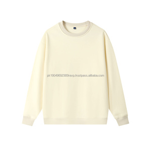 400 Grams Beige Heavyweight Terry Hooded Oversized Casual Style Long Solid Embroidered Knitted 100% Cotton Pullover Hoodies - Product Image 2