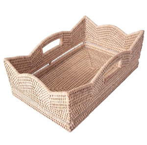 Cesta rectangular decorativa de fibra vegetal tejida con asas, estilo bohemio floral a cuadros, para Bar Mitzvah - Product Image 1