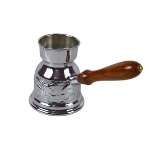ชุดกาแฟตุรกีวินเทจสีเงิน 3 ชิ้น พร้อมด้ามจับไม้ ลายดอกไม้สลัก - Product Image 2