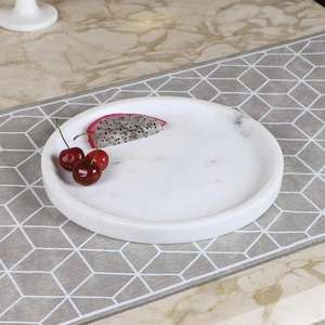 Bandeja de mármol natural de lujo para servir comida, café, té, con superficie pulida, decorativa, organizador para mesa de comedor, cocina y hogar. - Product Image 5