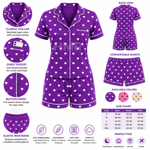 Ensemble pyjama 2 pièces HMR Sisterhood Sorority, haut à manches courtes et short, vêtements de nuit boutonnés, doux et confortables - Product Image 6