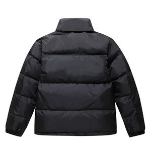 Men's Color Block Puffer <b>Jacket</b> Stand Collar Zipper Closure Windproof <b>Winter</b> Casual Coat Thick Polyester Filling - Product Image 4