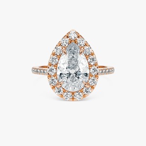 Anillo de Compromiso Clásico con Halo de Diamantes Cultivados en Laboratorio con Corte Esmeralda en Oro de 14K, Joyería Fina para Bodas y Fiestas - Product Image 3