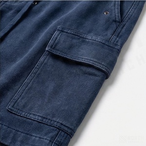 Shorts cargo personnalisés en coton 100% 280 GSM, poids lourd, couleur personnalisée, logo imprimé à l'écran, cordons longs, pour hommes, OEM ODM - Product Image 5