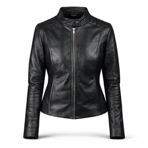 Chaqueta Bomber Negra Unisex de Lana Genuina, Corte Holgado, Cuello Mao, Cierre Frontal con Cremallera, Calidad Premium para Invierno, Suministro al por Mayor OEM ODM - Product Image 1