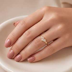 Lab Diamond 0.56ct Oval And Round Cluster <b>Ring</b> for Women E Color VVS VS Clarity 10k 14k 18k Solid Gold <b>Thin</b> Band IGI Certified - Product Image 5