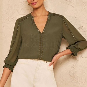 Blusa Moderna para Mujer, Tela Suave, Corte Regular, Diseño Moderno, Corta, Informal, Transpirable, para Uso Diario, Moda Urbana - Product Image 2