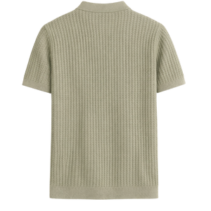 Polo tricoté pour homme à manches courtes en coton premium texturé, coupe ajustée, décontracté et élégant, idéal pour l'été, respirant, vente en gros - Product Image 2