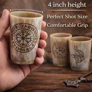 Verres à shot en corne viking polie faits à la main, écologiques, gravés sur mesure, tasses en corne naturelle, tasses à boire en corne viking nordique - Product Image 6