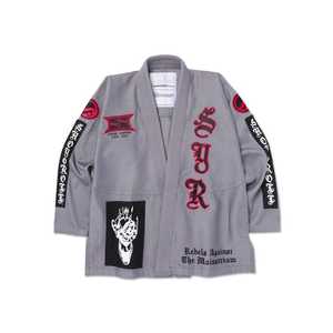 SHOWROLL Kimono de BJJ Gris para Hombre, Corte Regular, Logotipo Bordado, Rebels Against The Mainstream - Product Image 1