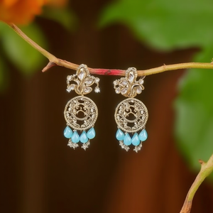 Exquisite Austrian Stone & <b>Mirror</b> Jhumki Fashion Jewelry Set <b>with</b> Maangtikka-10575476SBL - Product Image 3