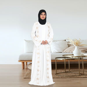 Abaya de Tela Nida con Detalles Discretos de Lentejuelas, Silueta Recta, Manga Larga, Largo hasta el Suelo, para Mujeres Musulmanas, Eid, Ramadán, Club Nocturno, Formal - Product Image 2