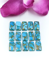 Cabochons en turquoise bleu cuivre de qualité AAA, taille baguette 12*6 mm, pierre précieuse naturelle pour la création de bijoux, prix de gros