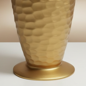 Luxury Hammered Gold Metal <b>Flower</b> Vase Elegant Honeycomb Texture Handcrafted Modern Home Decor Table Centerpiece <b>Single</b> Unit - Product Image 4