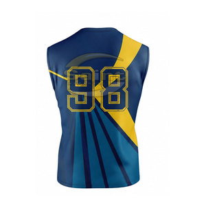 Uniforme de football américain pour hommes, maillot et short personnalisés avec nom et numéro, ensemble pour équipe, bleu et jaune, numéro 98, uniforme respirant - Product Image 3
