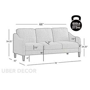 Sofá Moderno Personalizable Serava de 3 Plazas con Brazos Curvos, Tapizado para Sala de Estar, 15 kg - Product Image 1