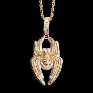 Collier pendentif araignée en diamant, diamants de laboratoire taille ronde et baguette, bijoux hip-hop glacés, cadeau raffiné pour hommes et femmes - Product Image 1
