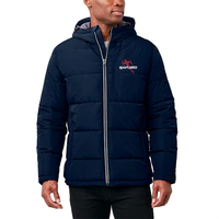 Veste matelassée en toile écologique bleu marine pour homme Sportscode, coupe-vent, fermeture éclair, manteau chaud d'hiver