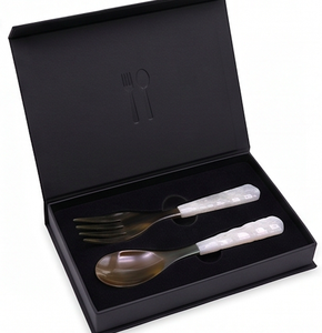 <b>Mirror</b> Horn Head Pink <b>Shell</b> Handle Salad Set Polished Head Glossy Grip Cutlery For Kitchenware Tabletop Dinnerware And Party - Product Image 4