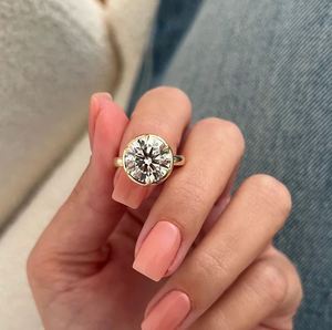 3.0 Carat Round Brilliant Cut Lab Grown Diamond IGI Certified <b>14K</b> <b>Gold</b> Plated Luxury Engagement Wedding & Party <b>Ring</b> - Product Image 3