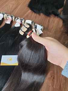 100% cuticule du donneur italien aligné dentelle vague Extensions de cheveux trame unique Double extrémités dessinées couleur claire ruban adhésif couleur des cheveux - Product Image 4