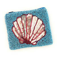 Pochette zippée rectangulaire multicolore à sequins et perles, faite main, tendance, taille personnalisée, unisexe, motif coquillage marin, pour cosmétiques, monnaie et soirée