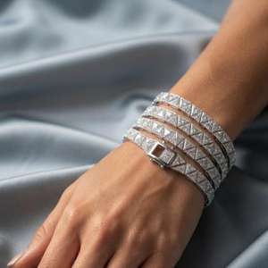 Bracelet à maillons taillés en triangle en argent sterling 925 avec diamants Moissanite VVS, style Hip Hop, fermoirs à boîte ouverte - Product Image 4
