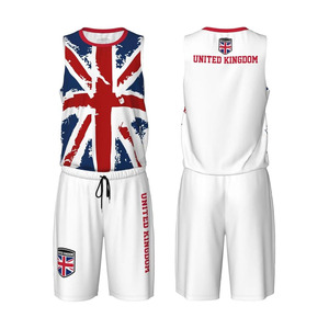 Uniforme de Baloncesto con la Bandera del Reino Unido para Hombres Adultos, Conjunto Deportivo de Entrenamiento - Product Image 1