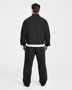 Latest Design Custom Logo <b>Black</b> Men's <b>Windbreaker</b> Zip Track Jacket With Piping Lightweight Men's <b>Windbreaker</b> Gymwear Tracksuit - Product Image 2