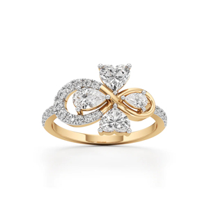 แหวนหมั้นเพชรทองคำ 18K สำหรับผู้หญิง ทรงหัวใจ สไตล์โรแมนติก - Product Image 1