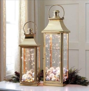 Meilleurs prix - Ensemble de 3 lanternes à vent modernes au design nouveau - Bougeoirs en métal créatifs - Lanterne en acier inoxydable pour la maison - Noël - Product Image 2