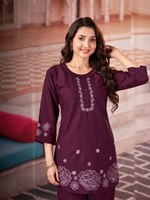 Ensemble Kurta pour femme en rayonne épaisse brodée, séchage rapide, coupe régulière, longueur cheville, style décontracté indien pakistanais, toutes saisons