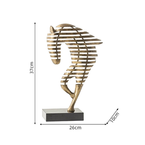 รูปปั้นม้าอะลูมิเนียมงานแฮนด์เมดสไตล์ป๊อปอาร์ตสมัยใหม่ ฐานสีดำ ประดับด้วยงานโลหะสีทอง งานศิลปะรูปสัตว์ สำหรับตกแต่งบ้าน - Product Image 4