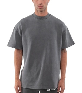 T-shirts personnalisés 2026 100 % coton à épaules tombantes pour hommes – Qualité supérieure, col montant uni, coupe courte, épais, ample et oversize à col rond - Product Image 4
